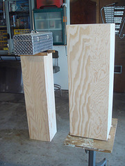In-work views of pedestals intended to display sculpture