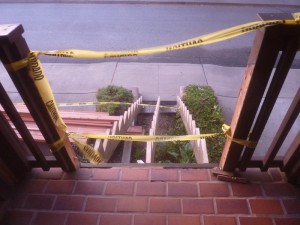 Cirque du Soleil is coming by later to practice on the new stair stringers.