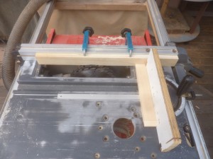 Table saw set up to form the tenons.