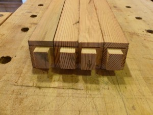 10 degree angled tenons on the ends of the rocker chair legs.